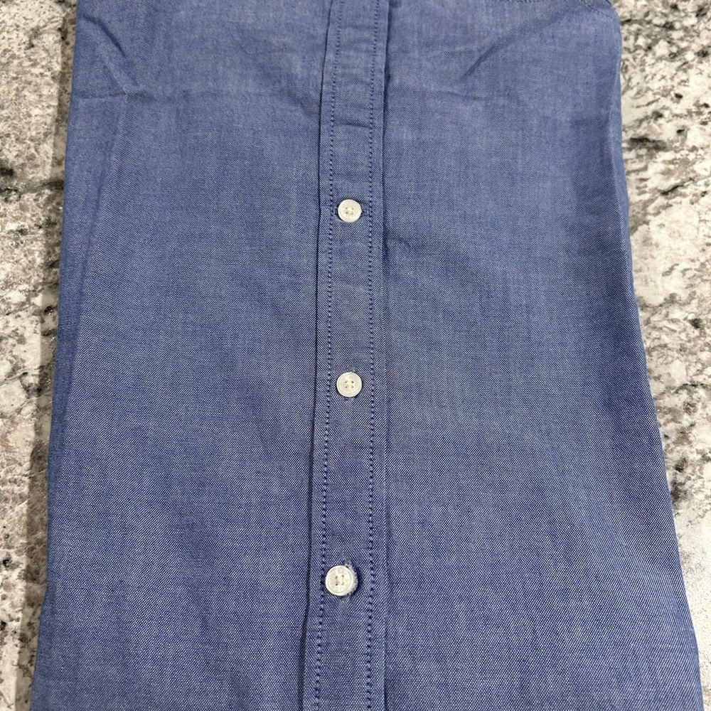 St. John Blue and White Dress Shirt with Tailored Fit